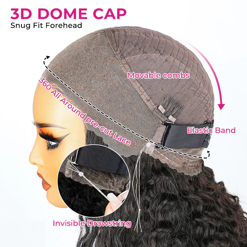 Hair Icon |  Invisi Drawstring 360 Water Wave Pre-Cut Lace Wear Go Wig Pre-Bleached Knots Glueless Wigs