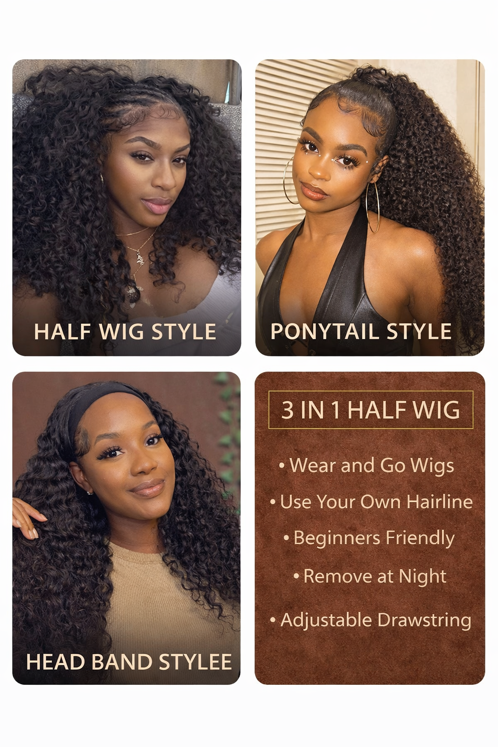 NAYA  Natural Straight Half Wig