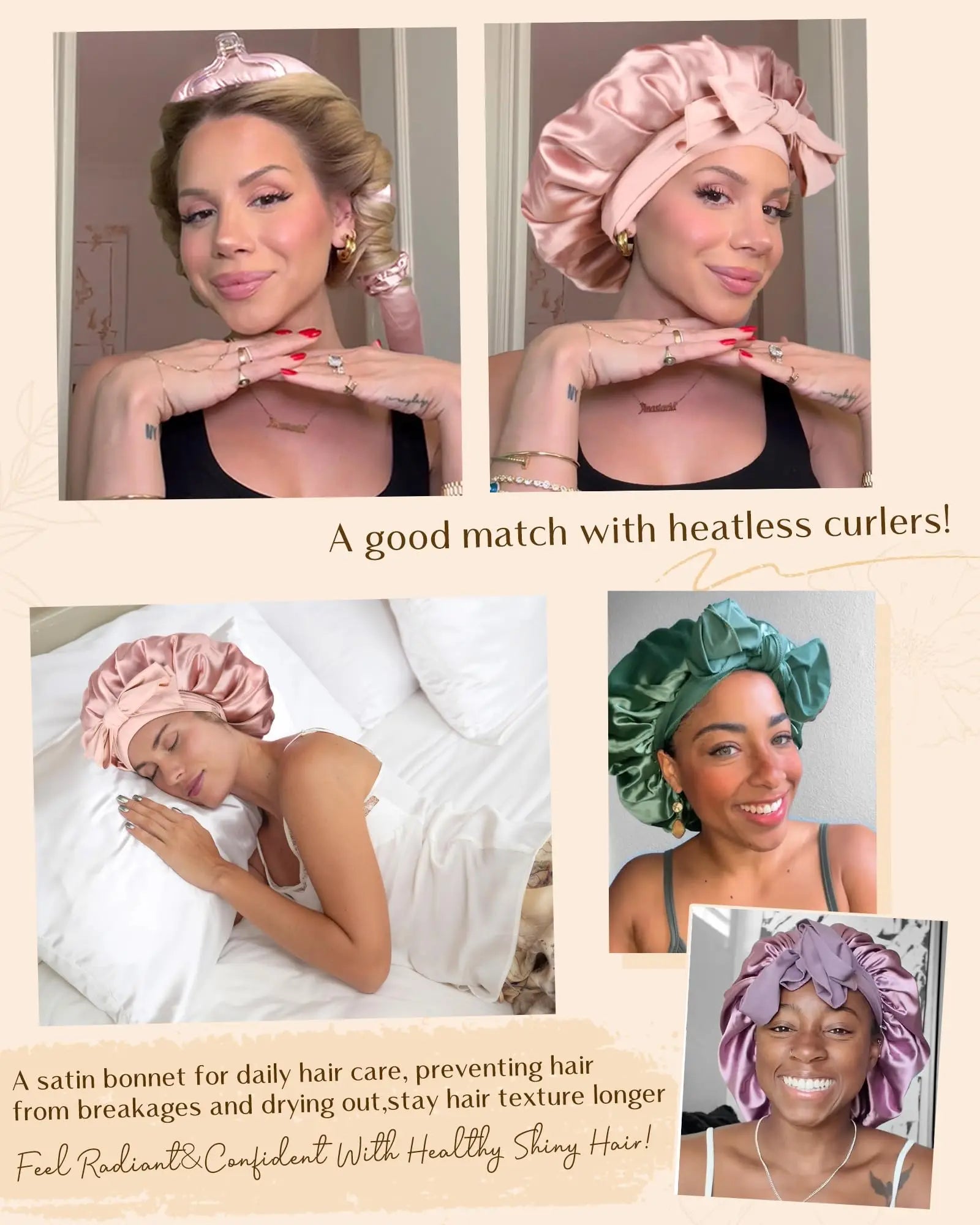 Hair Icon | Non-Slip Satin Bonnet met Stretchy Band