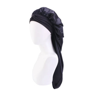 Hair Icon | Lange oversized elastische satijnen slaapmuts met lint