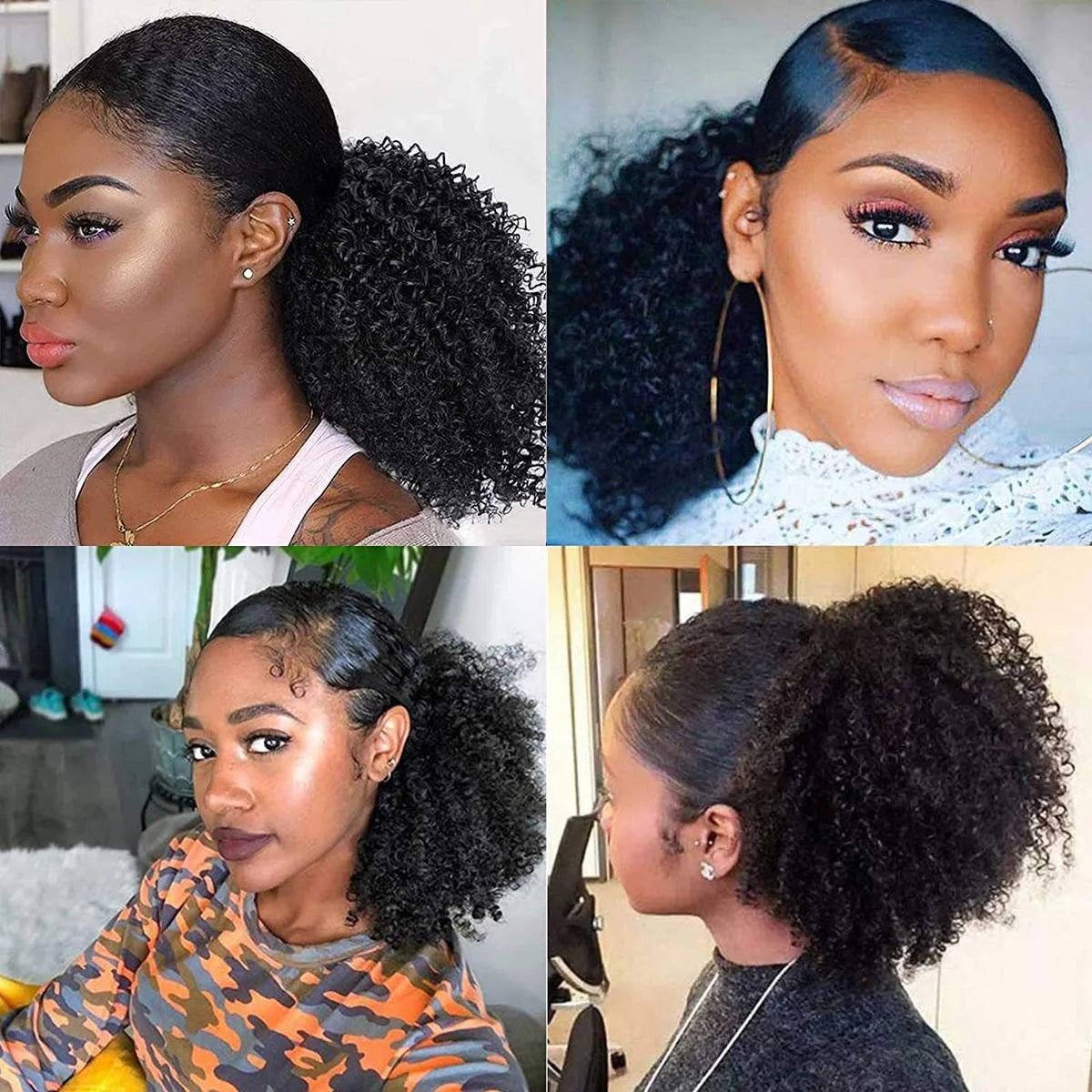 Hair Icon | Afro Curly Ponytail With Clip In 100% Human Hair