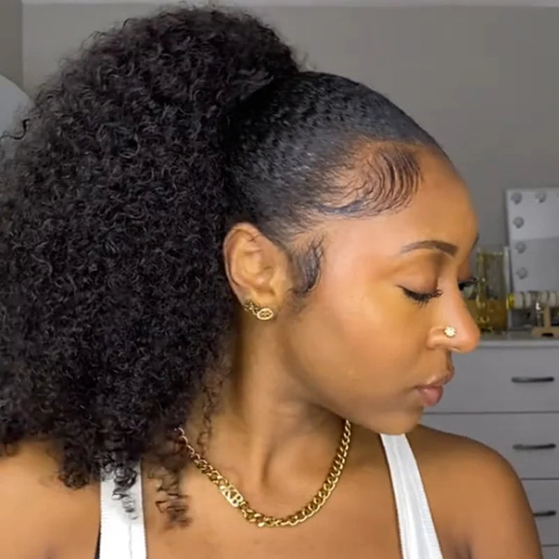 Hair Icon | Afro Curly Ponytail With Clip In 100% Human Hair