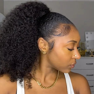 Hair Icon | Afro Curly Ponytail With Clip In 100% Human Hair