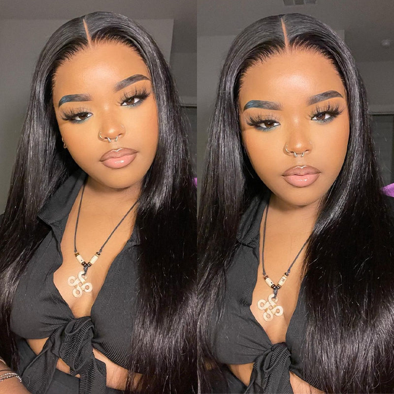 Hair Icon | Pre Bleached Knots Silky Straight Human Hair Wig Invisible HD Lace Front Wig